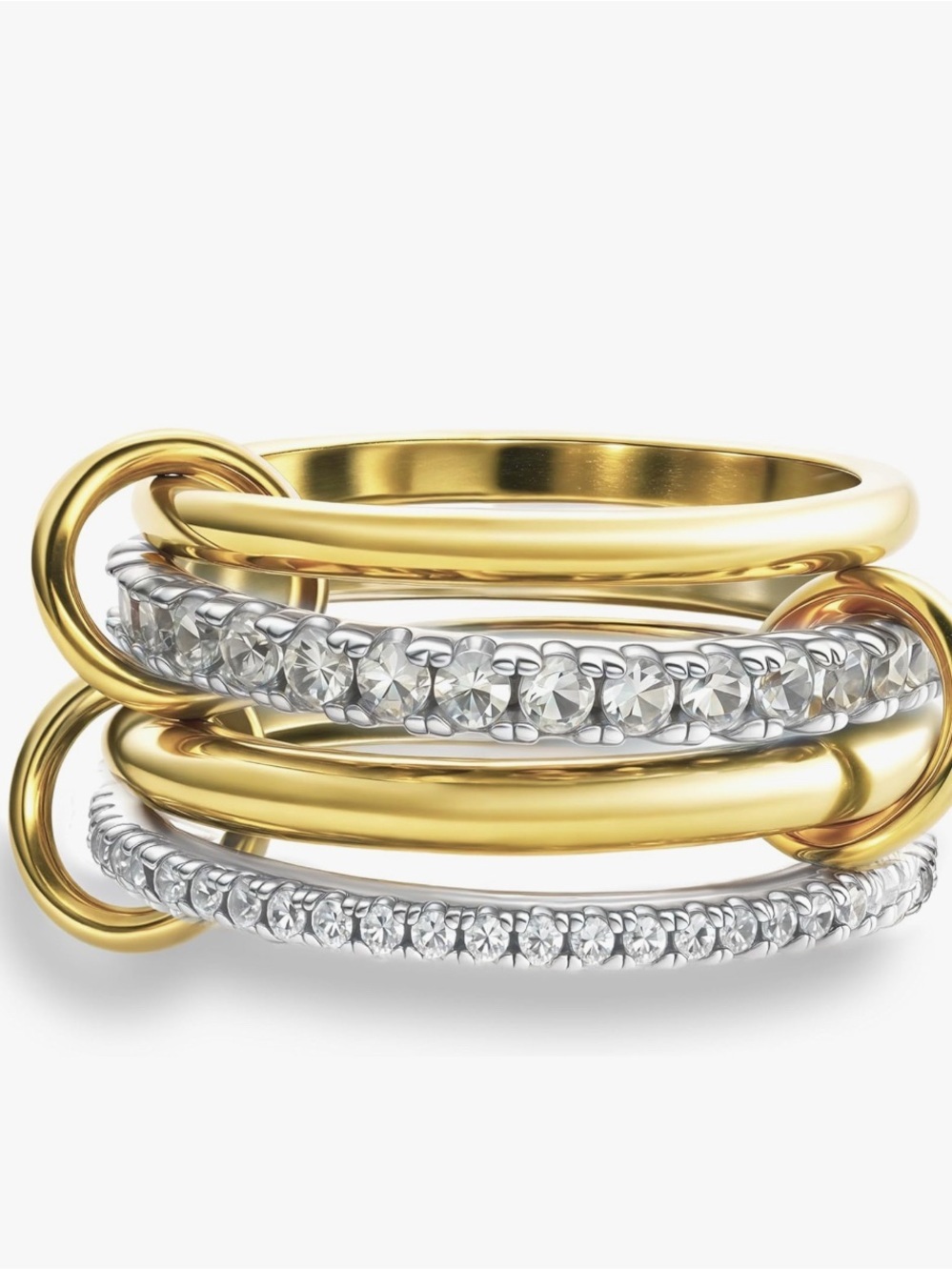 Gold and Silver Crystal Linked Rings